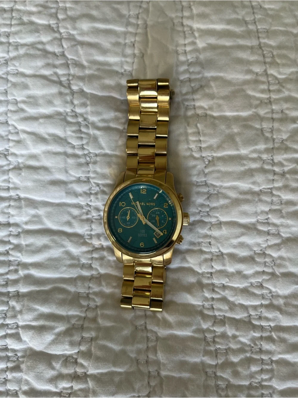 Michael Kors Gold and Blue Chronograph Bracelet Watch